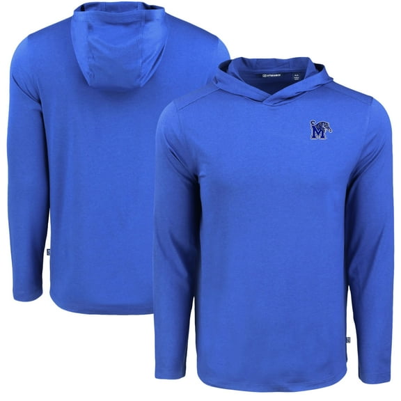 Men's Cutter & Buck Royal Memphis Tigers Coastline Epic Comfort Eco Recycled Long Sleeve Hoodie T-Shirt