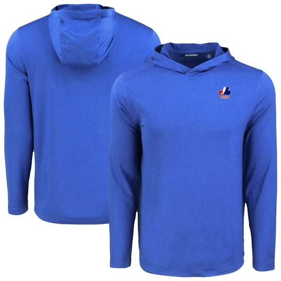 Men's Cutter & Buck Royal Montreal Expos Cooperstown Coastline Epic Comfort Recycled Eco Hoodie Long Sleeve T-Shirt