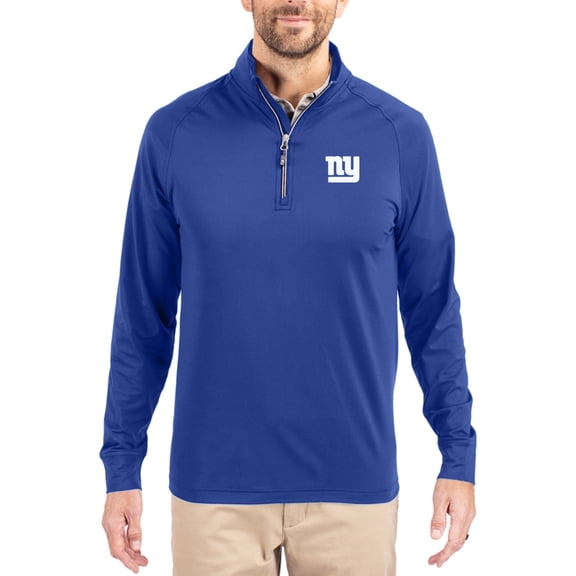 Men's Cutter & Buck Royal New York Giants Adapt Eco Knit Quarter-Zip Pullover Jacket