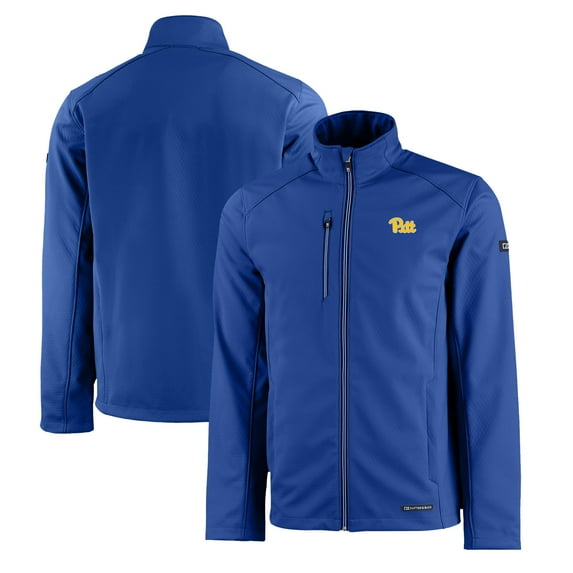 Men's Cutter & Buck Royal Pitt Panthers Evoke Eco Softshell Recycled Full-Zip Jacket