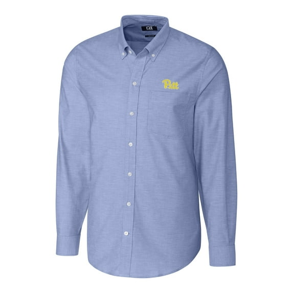 Men's Cutter & Buck Royal Pitt Panthers Stretch Oxford Big & Tall Long Sleeve Button-Down Shirt