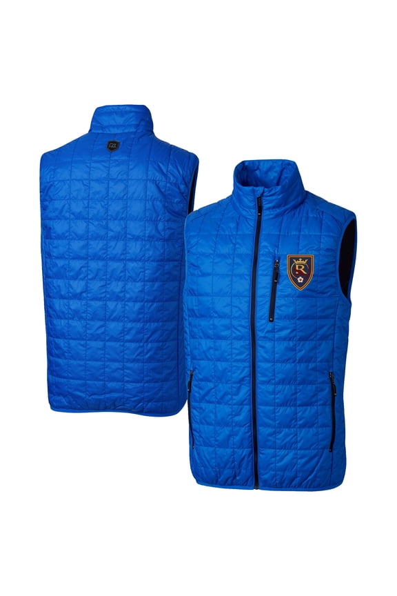 Men's-Cutter & Buck Royal Real Salt Lake Big & Tall Rainier PrimaLoft Eco Insulated Full-Zip Puffer Vest