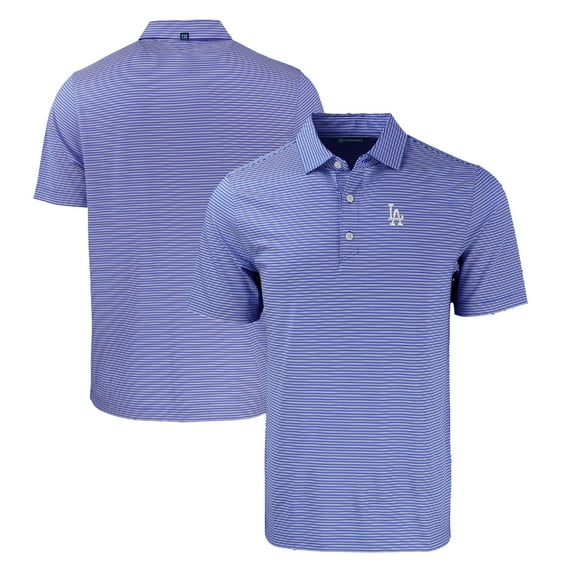 Men's Cutter & Buck Royal/White Los Angeles Dodgers Big & Tall Forge Eco Double Stripe Stretch Recycled Polo