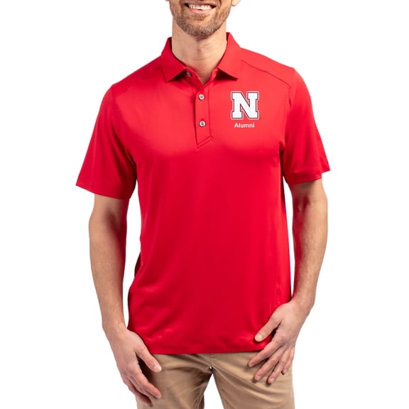 Men's-Cutter & Buck  Scarlet Nebraska Huskers Forge Alumni Eco Stretch Recycled Polo