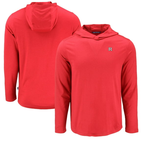 Men's Cutter & Buck Scarlet Rutgers Scarlet Knights Coastline Epic Comfort Eco Recycled Long Sleeve Hoodie T-Shirt