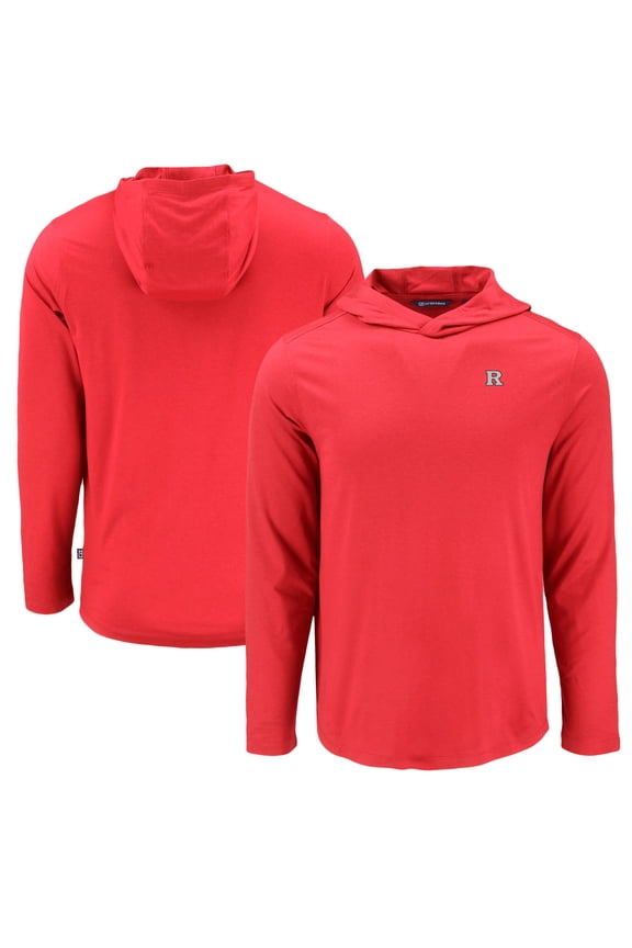 Men's Cutter & Buck Scarlet Rutgers Scarlet Knights Coastline Epic Comfort Eco Recycled Long Sleeve Hoodie T-Shirt