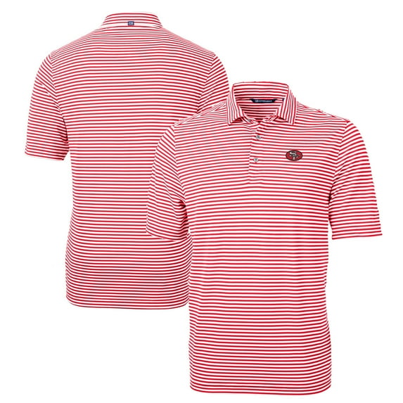 Men's Cutter & Buck Scarlet San Francisco 49ers Big & Tall Virtue Eco Pique Stripe Recycled Polo