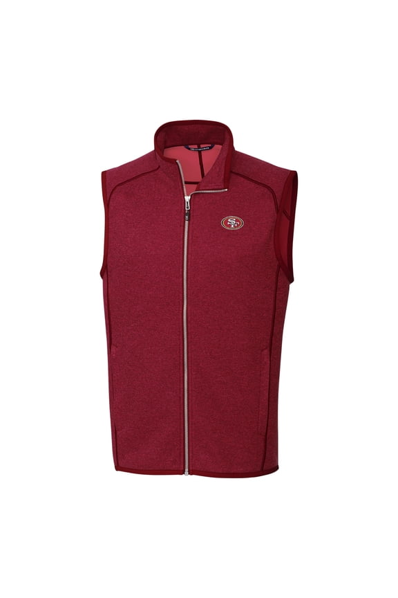 Men's Cutter & Buck Scarlet San Francisco 49ers Mainsail Sweater Knit Fleece Full-Zip Vest