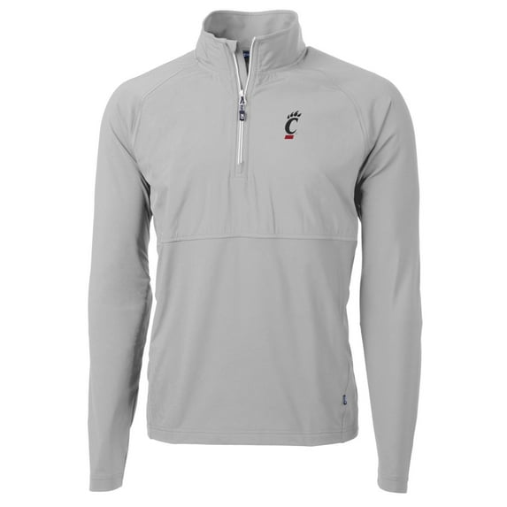 Men's Cutter & Buck Silver Cincinnati Bearcats Adapt Eco Knit Hybrid Recycled Quarter-Zip Pullover Top