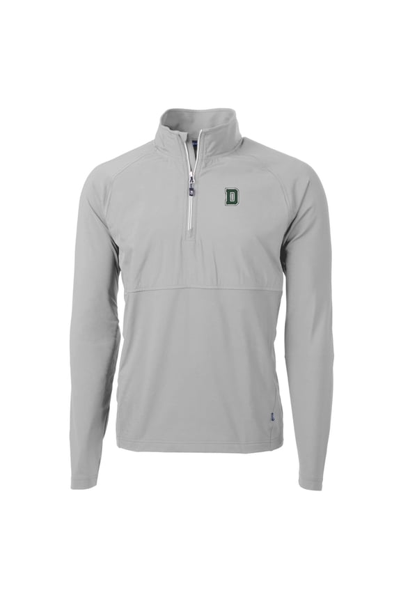 Men's Cutter & Buck Silver Dartmouth Big Green Adapt Eco Knit Hybrid Recycled Quarter-Zip Pullover Top