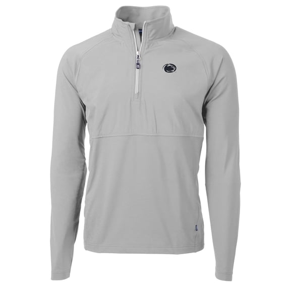 Men's Cutter & Buck Silver Penn State Nittany Lions Adapt Eco Knit Hybrid Recycled Quarter-Zip Pullover Top