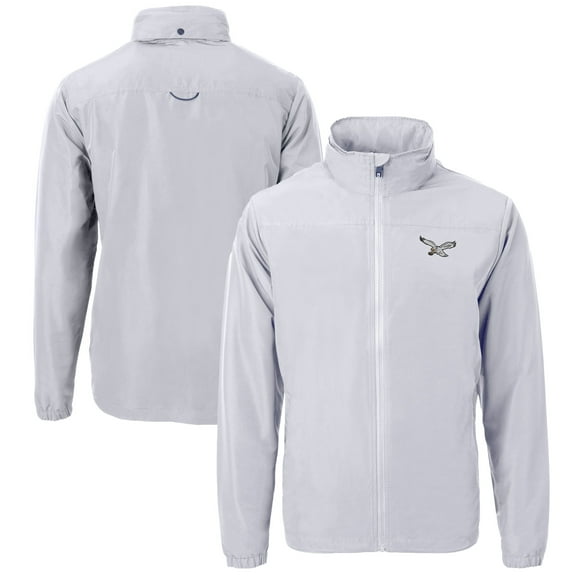 Men's Cutter & Buck Silver Philadelphia Eagles Charter Eco Recycled Full-Zip Jacket