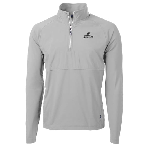 Men's Cutter & Buck Silver Providence Friars Adapt Eco Knit Hybrid Recycled Quarter-Zip Pullover Top