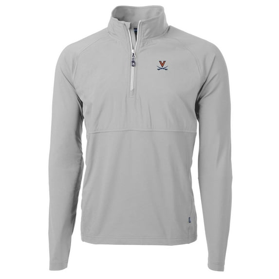 Men's Cutter & Buck Silver Virginia Cavaliers Adapt Eco Knit Hybrid Recycled Quarter-Zip Pullover Top