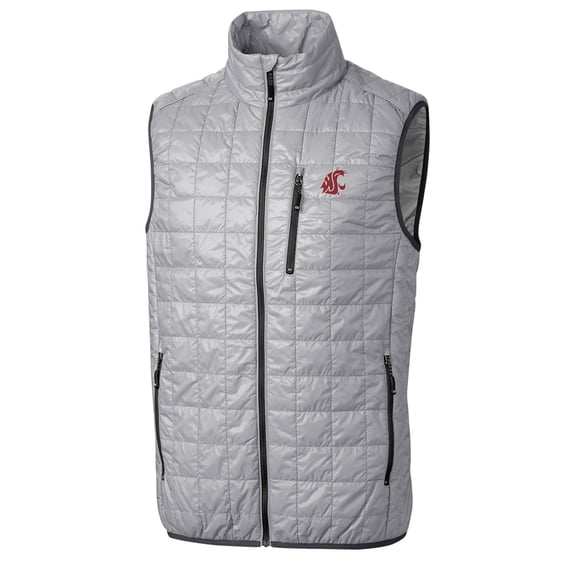 Men's Cutter & Buck Silver Washington State Cougars Rainier Full-Zip Vest