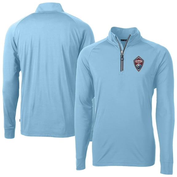 Men's-Cutter & Buck Sky Blue Colorado Rapids Adapt Eco Knit Stretch Recycled Raglan Quarter-Zip Pullover Top