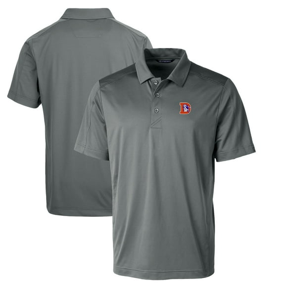 Men's Cutter & Buck Steel Denver Broncos Throwback Logo Big & Tall Prospect Textured Stretch Polo