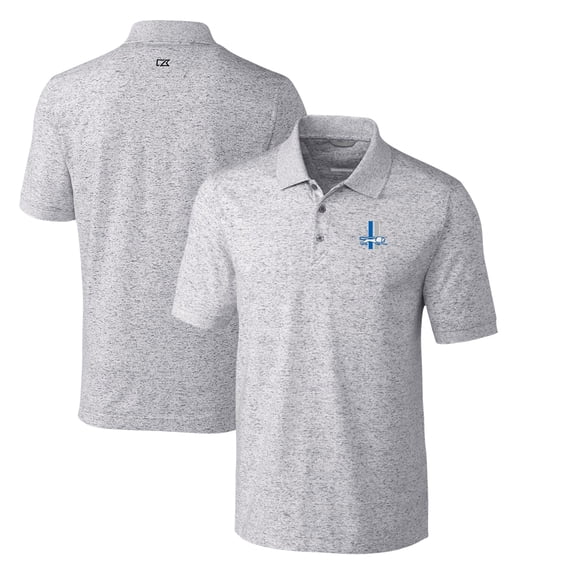 Men's Cutter & Buck Steel Detroit Lions Advantage Tri-Blend Space Dye Big & Tall Throwback Polo