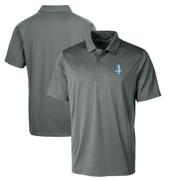 Men's Cutter & Buck Steel Detroit Lions Throwback Logo Prospect Textured Stretch Polo