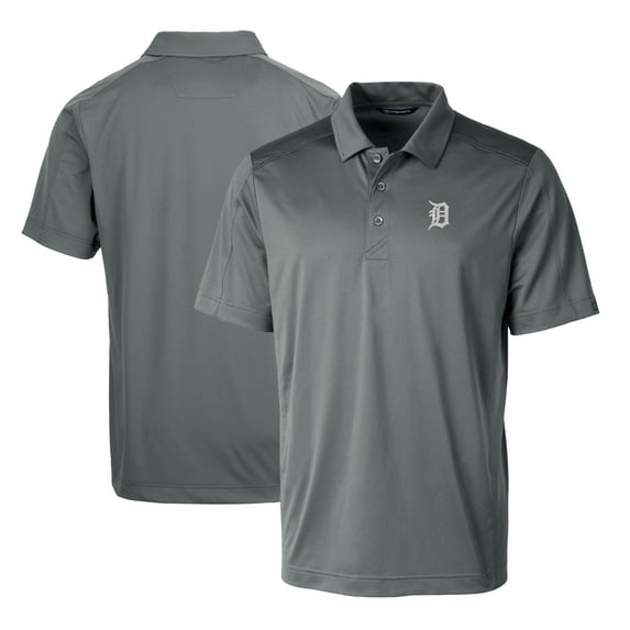 Men's Cutter & Buck Steel Detroit Tigers Prospect Textured Stretch Polo