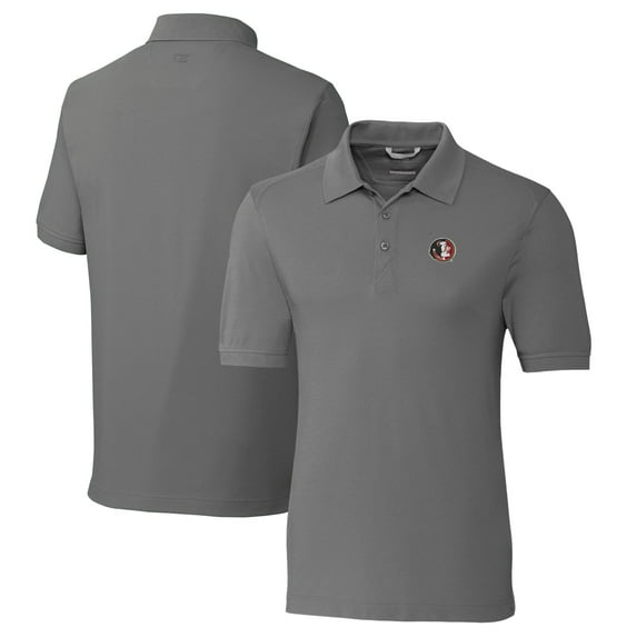 Men's Cutter & Buck Steel Florida State Seminoles Vault Advantage Tri-Blend Pique Big & Tall Polo