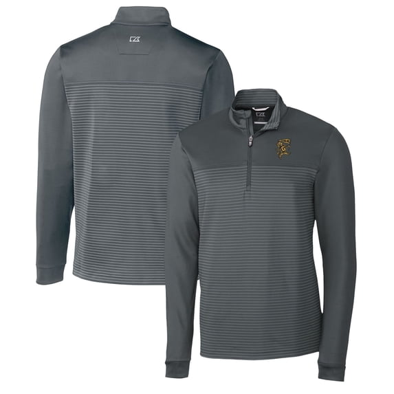 Men's Cutter & Buck Steel Grambling Tigers Traverse Stripe Quarter-Zip Pullover Top