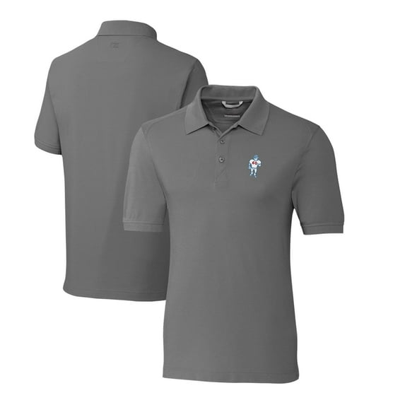 Men's Cutter & Buck Steel Houston Oilers Advantage Tri-Blend Pique Big & Tall Throwback Polo
