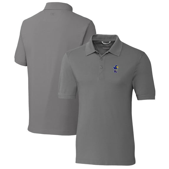 Men's Cutter & Buck Steel Kansas Jayhawks Advantage Tri-Blend DryTec Pique Polo