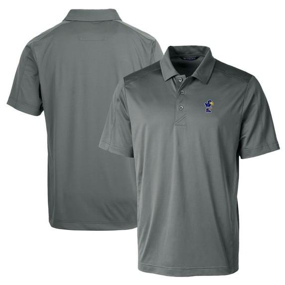 Men's Cutter & Buck Steel Kansas Jayhawks Team Logo Big & Tall Prospect Textured Stretch Polo