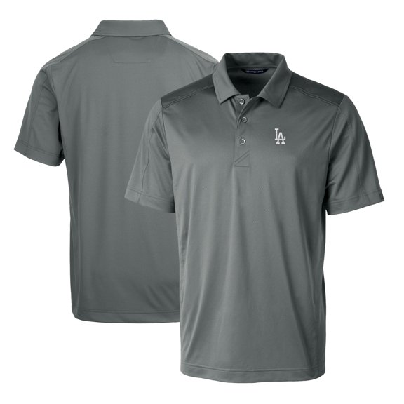 Men's Cutter & Buck Steel Los Angeles Dodgers Prospect Textured Stretch Polo