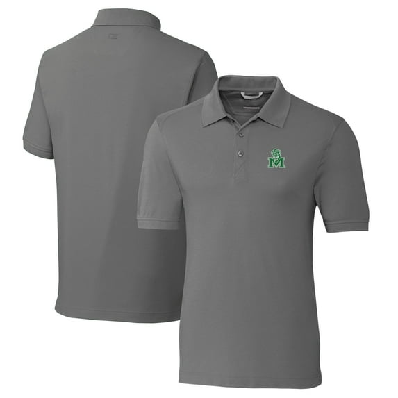 Men's Cutter & Buck Steel Marshall Thundering Herd Vault Advantage Tri-Blend Pique Big & Tall Polo