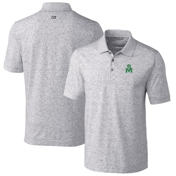 Men's Cutter & Buck Steel Marshall Thundering Herd Vault Advantage Tri-Blend Space Dye Big & Tall Polo