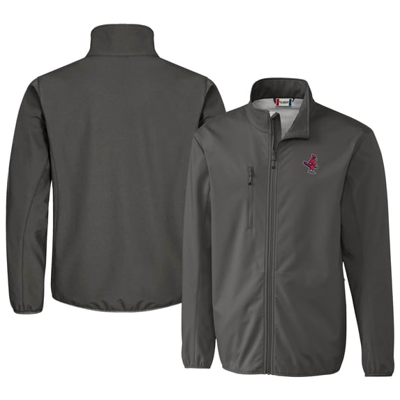 Men's Cutter & Buck Steel Memphis Redbirds Clique Trail Eco Stretch Softshell Full-Zip Jacket