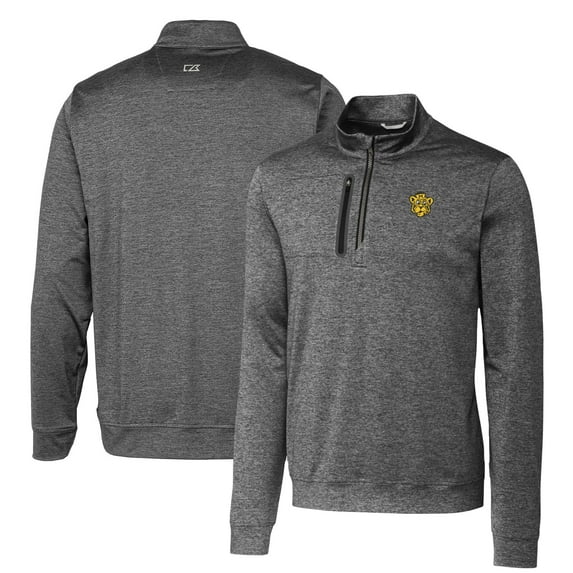 Men's Cutter & Buck Steel Missouri Tigers Heathered Vault Stealth Quarter-Zip Pullover Top