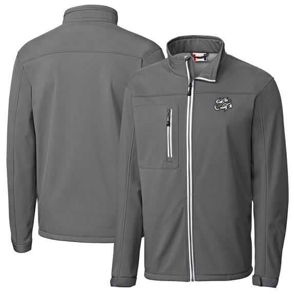 Men's Cutter & Buck Steel Omaha Storm Chasers Clique Telemark Eco Stretch Softshell Full-Zip Jacket