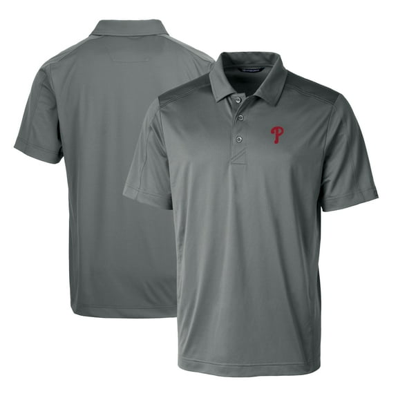 Men's Cutter & Buck Steel Philadelphia Phillies Prospect Textured Stretch Polo
