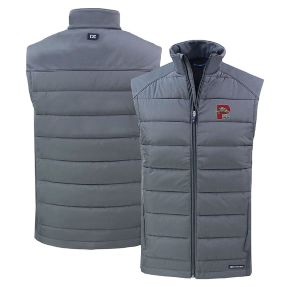 Men's Cutter & Buck Steel Portland Sea Dogs Evoke Hybrid Eco Softshell Recycled Full-Zip Vest