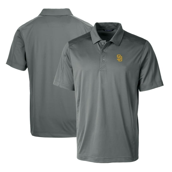 Men's Cutter & Buck Steel San Diego Padres Prospect Textured Stretch Big & Tall Polo