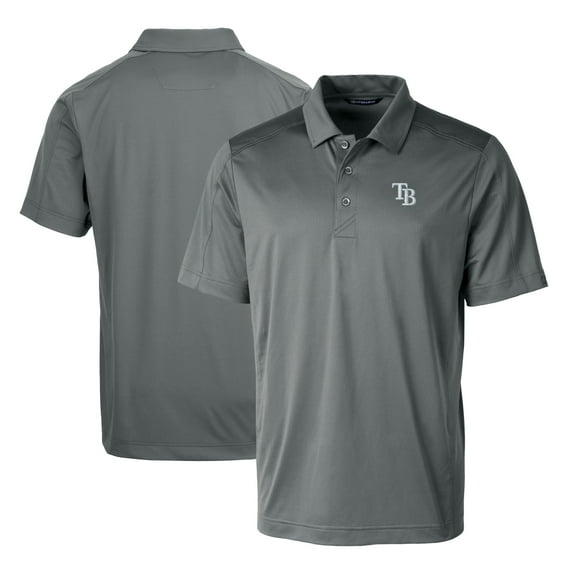 Men's Cutter & Buck Steel Tampa Bay Rays Prospect Textured Stretch Big & Tall Polo