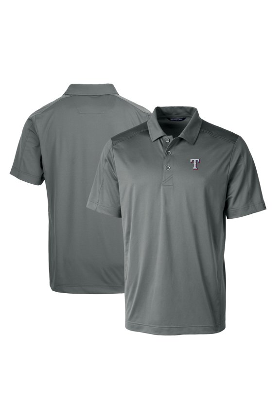 Men's Cutter & Buck Steel Texas Rangers Prospect Textured Stretch Big & Tall Polo