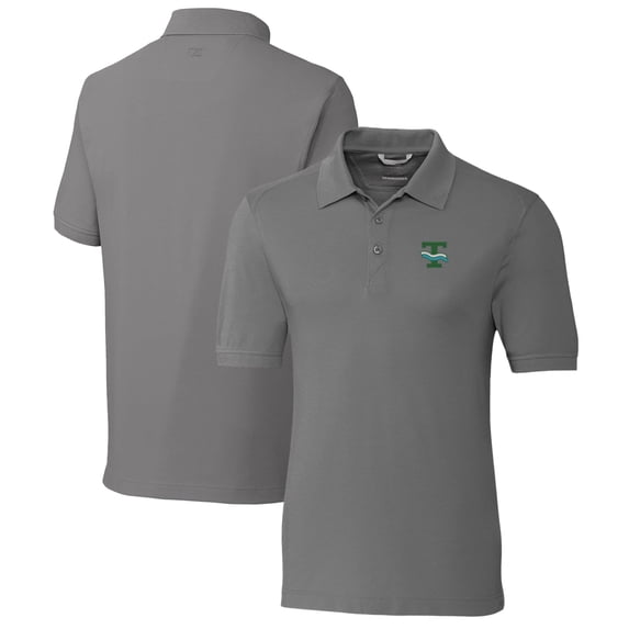 Men's Cutter & Buck Steel Tulane Green Wave Advantage Tri-Blend DryTec Pique Polo