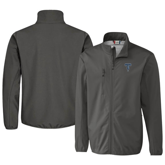 Men's Cutter & Buck Steel Tulsa Drillers Clique Trail Eco Stretch Softshell Full-Zip Jacket