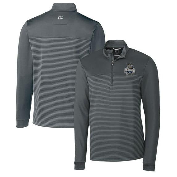 Men's Cutter & Buck Steel Utah State Aggies Traverse Stripe Quarter-Zip Pullover Top