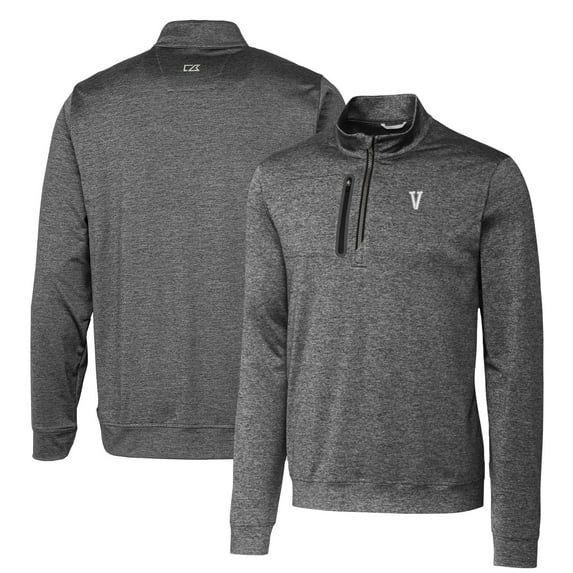 Men's Cutter & Buck Steel Villanova Wildcats Heathered Vault Stealth Quarter-Zip Pullover Top