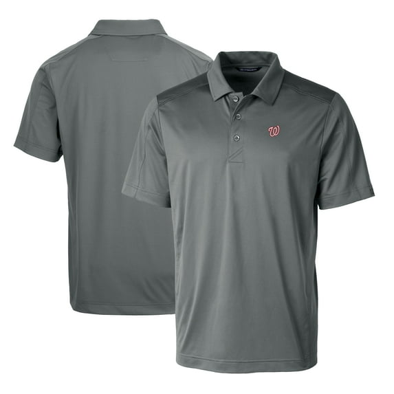 Men's Cutter & Buck Steel Washington Nationals Prospect Textured Stretch Polo
