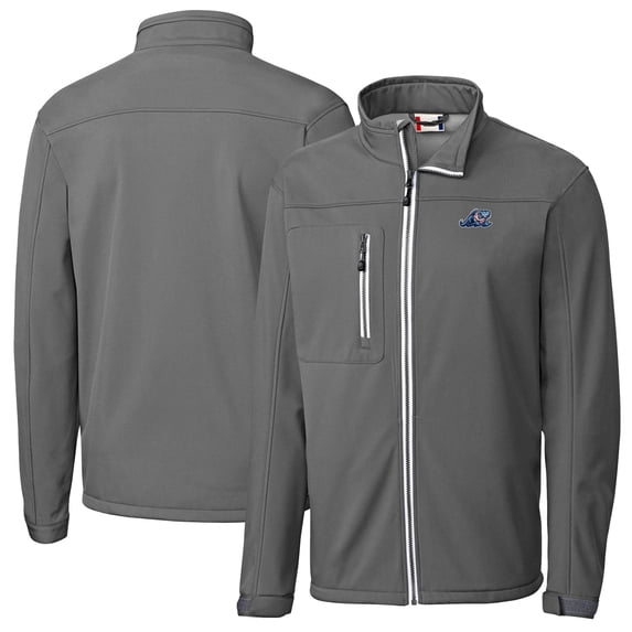 Men's Cutter & Buck Steel West Michigan Whitecaps Clique Telemark Eco Stretch Softshell Full-Zip Jacket