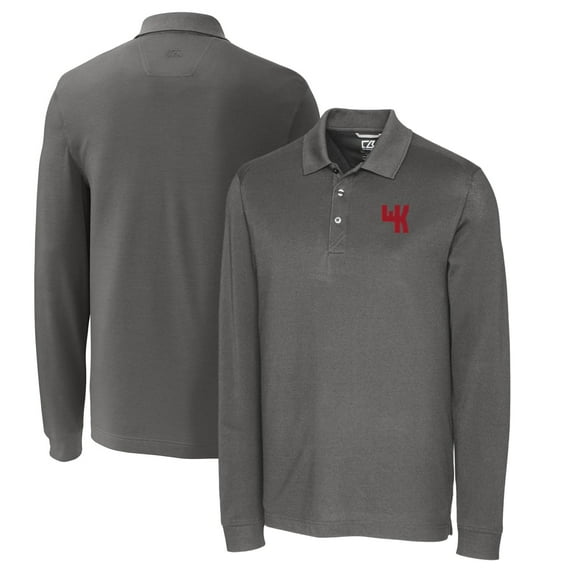 Men's Cutter & Buck Steel Western Kentucky Hilltoppers Vault Advantage Tri-Blend Pique Big & Tall Long Sleeve Polo