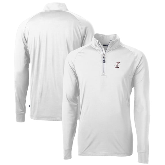 Men's Cutter & Buck White Albuquerque Isotopes Adapt Eco Knit Stretch Recycled Quarter-Zip Pullover