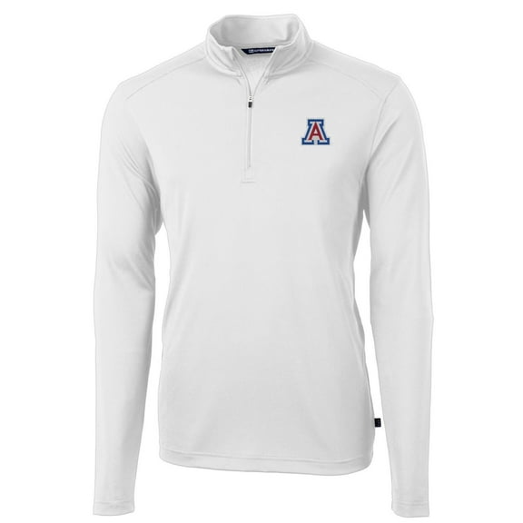 Men's Cutter & Buck White Arizona Wildcats Virtue Eco Pique Recycled Quarter-Zip Jacket