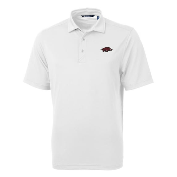 Men's Cutter & Buck White Arkansas Razorbacks Virtue Eco Pique Recycled Polo